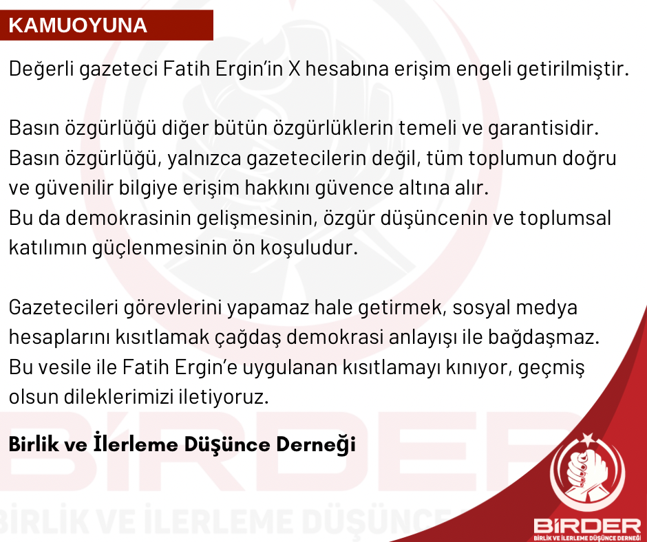 Gazeteci Fatih Ergin’e uygulanan sansürü kınıyoruz.